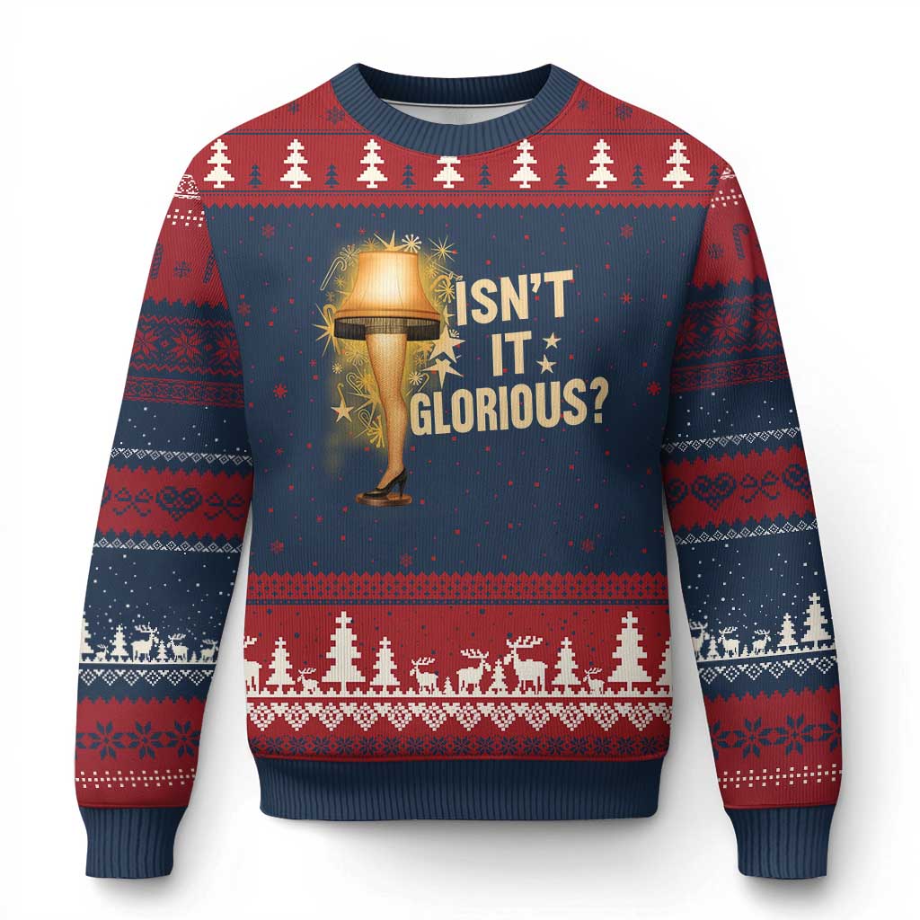 Funny Xmas Movie Leg Lamp Ugly Christmas Sweater Isnt It Glorious - Wonder Print Shop