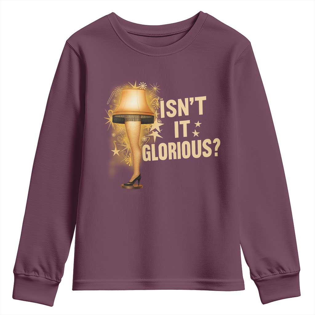 Funny Christmas Movie Leg Lamp Youth Sweatshirt Isnt It Glorious - Wonder Print Shop