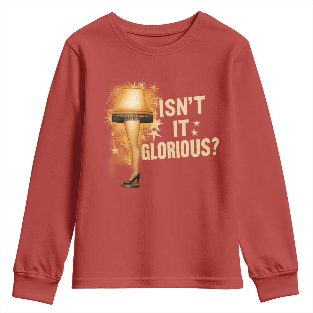Funny Christmas Movie Leg Lamp Youth Sweatshirt Isnt It Glorious - Wonder Print Shop