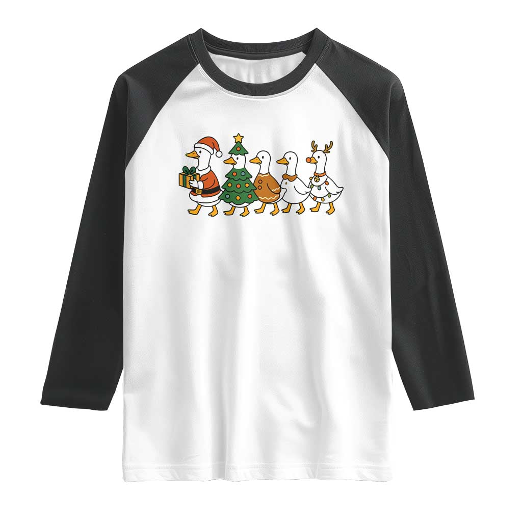 Funny Christmas Silly Goose Poultry Animal Lovers Raglan Shirt - Wonder Print Shop