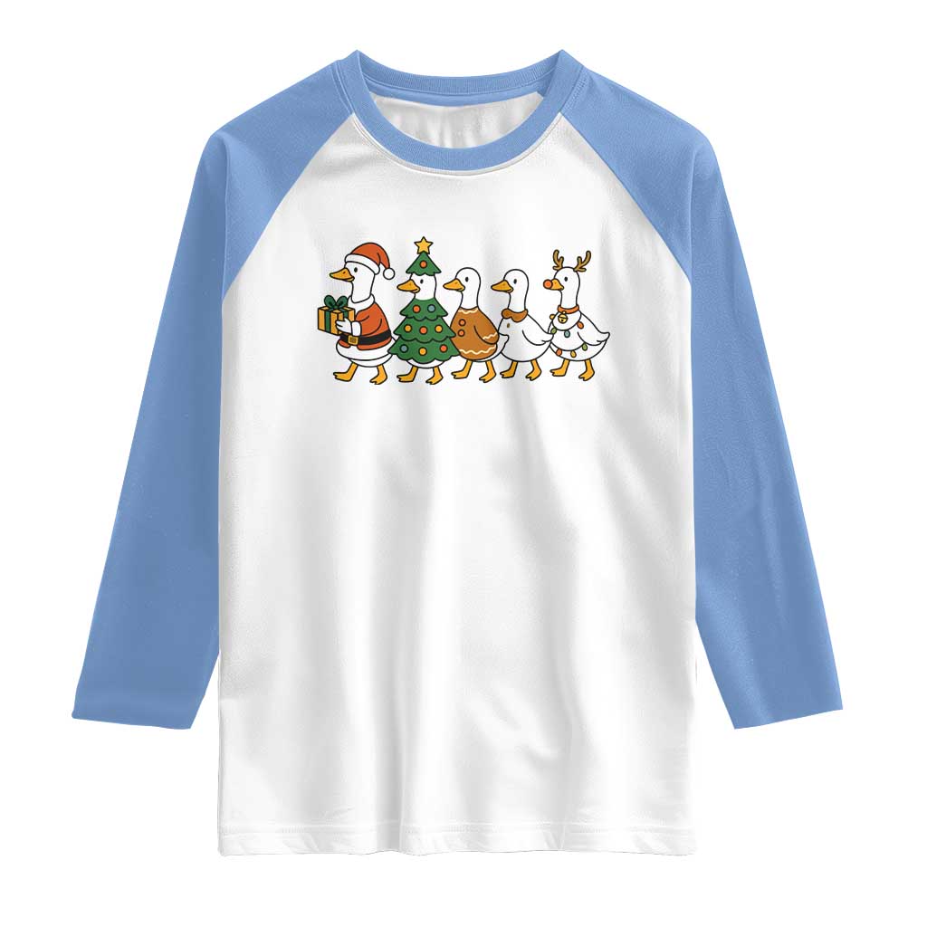 Funny Christmas Silly Goose Poultry Animal Lovers Raglan Shirt - Wonder Print Shop