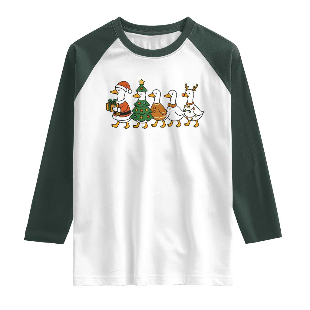 Funny Christmas Silly Goose Poultry Animal Lovers Raglan Shirt - Wonder Print Shop