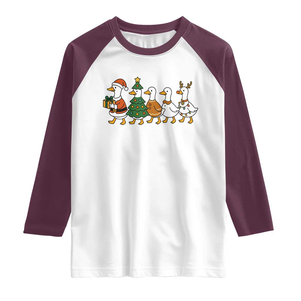 Funny Christmas Silly Goose Poultry Animal Lovers Raglan Shirt - Wonder Print Shop