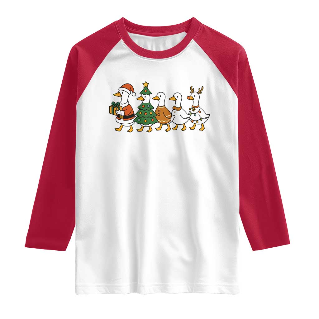 Funny Christmas Silly Goose Poultry Animal Lovers Raglan Shirt - Wonder Print Shop