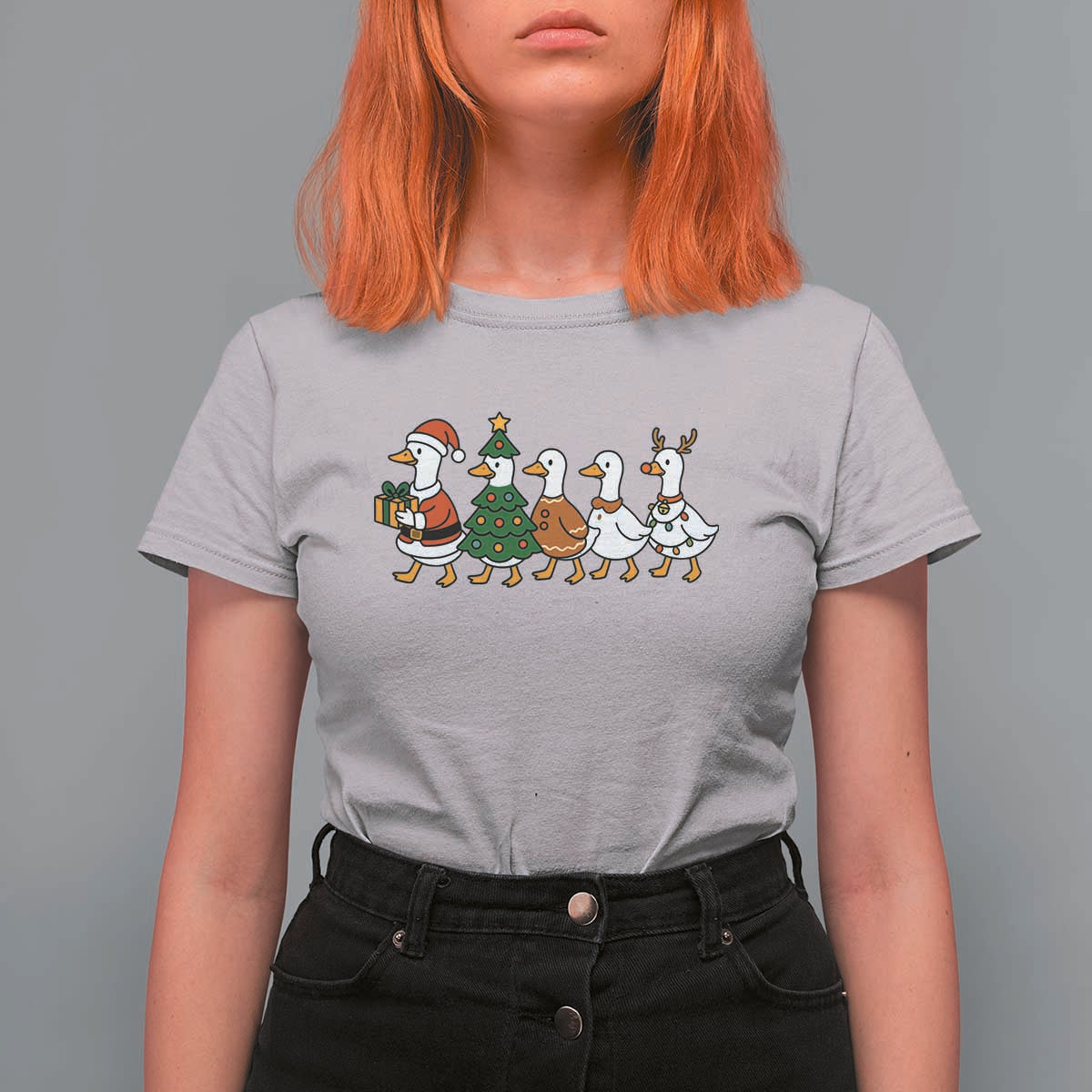 Funny Christmas Silly Goose Poultry Animal Lovers T Shirt For Women - Wonder Print Shop