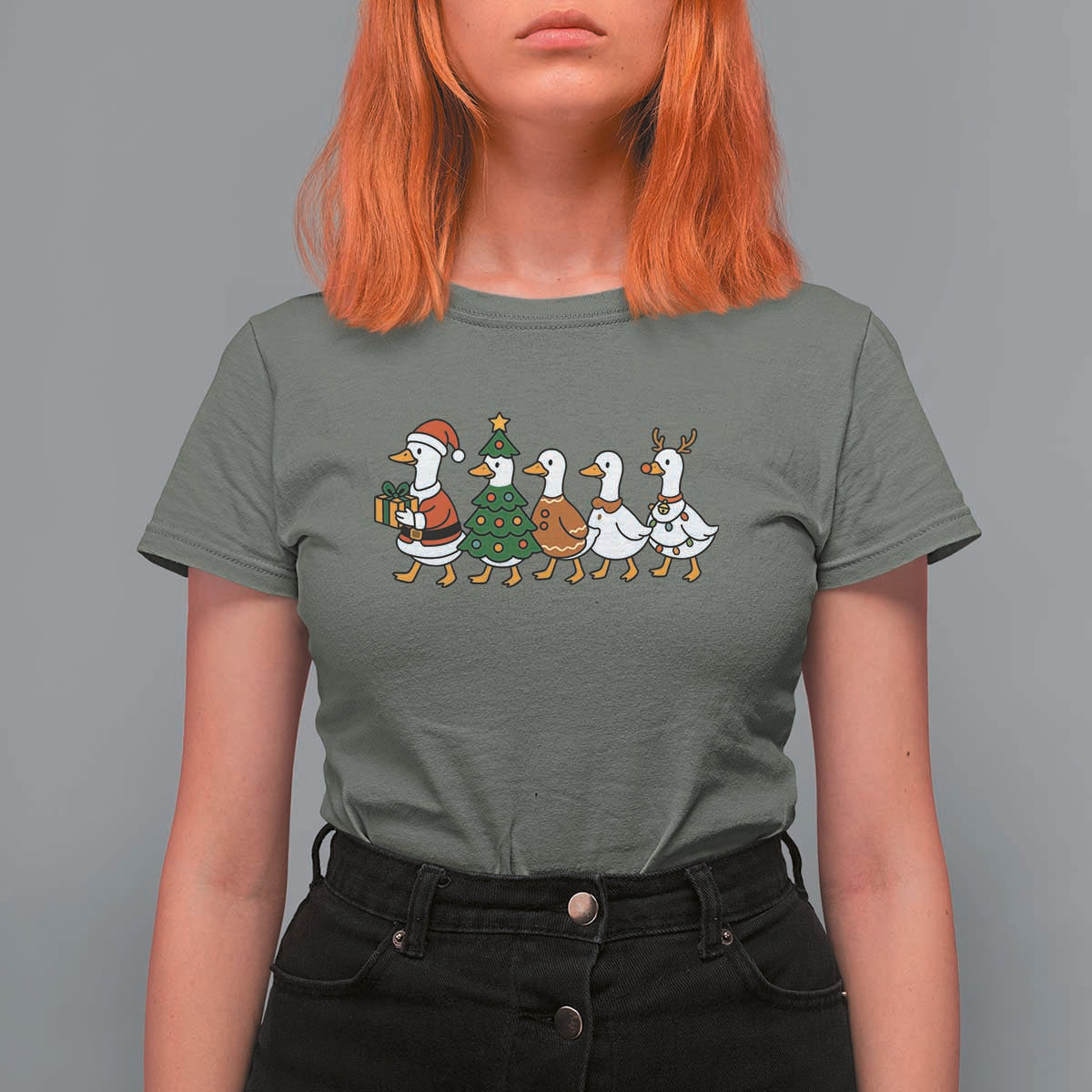 Funny Christmas Silly Goose Poultry Animal Lovers T Shirt For Women - Wonder Print Shop