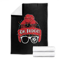 Funny Christmas Movie Throw Blanket Oh Fudge Buffalo Plaid Printed Graphic Beanie Cap Xmas Light - Wonder Print Shop