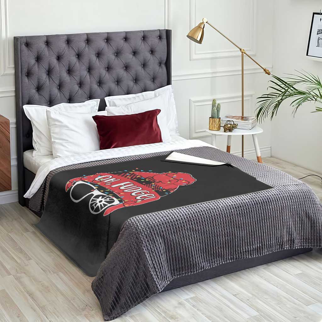 Funny Christmas Movie Throw Blanket Oh Fudge Buffalo Plaid Printed Graphic Beanie Cap Xmas Light - Wonder Print Shop