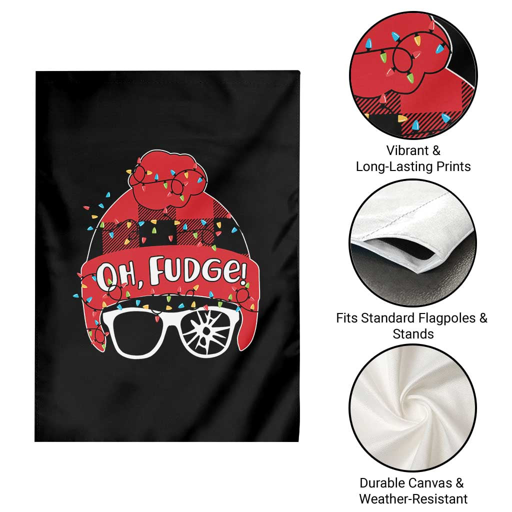 Funny Christmas Movie Garden Flag Oh Fudge Buffalo Plaid Printed Graphic Beanie Cap Xmas Light - Wonder Print Shop