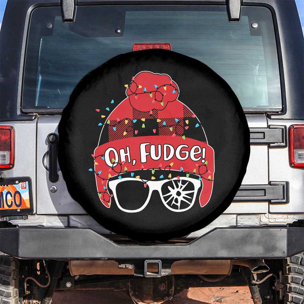 Funny Christmas Movie Spare Tire Cover Oh Fudge Buffalo Plaid Printed Graphic Beanie Cap Xmas Light - Wonder Print Shop