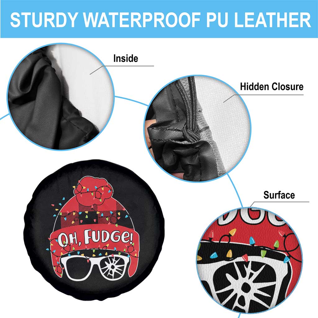 Funny Christmas Movie Spare Tire Cover Oh Fudge Buffalo Plaid Printed Graphic Beanie Cap Xmas Light - Wonder Print Shop