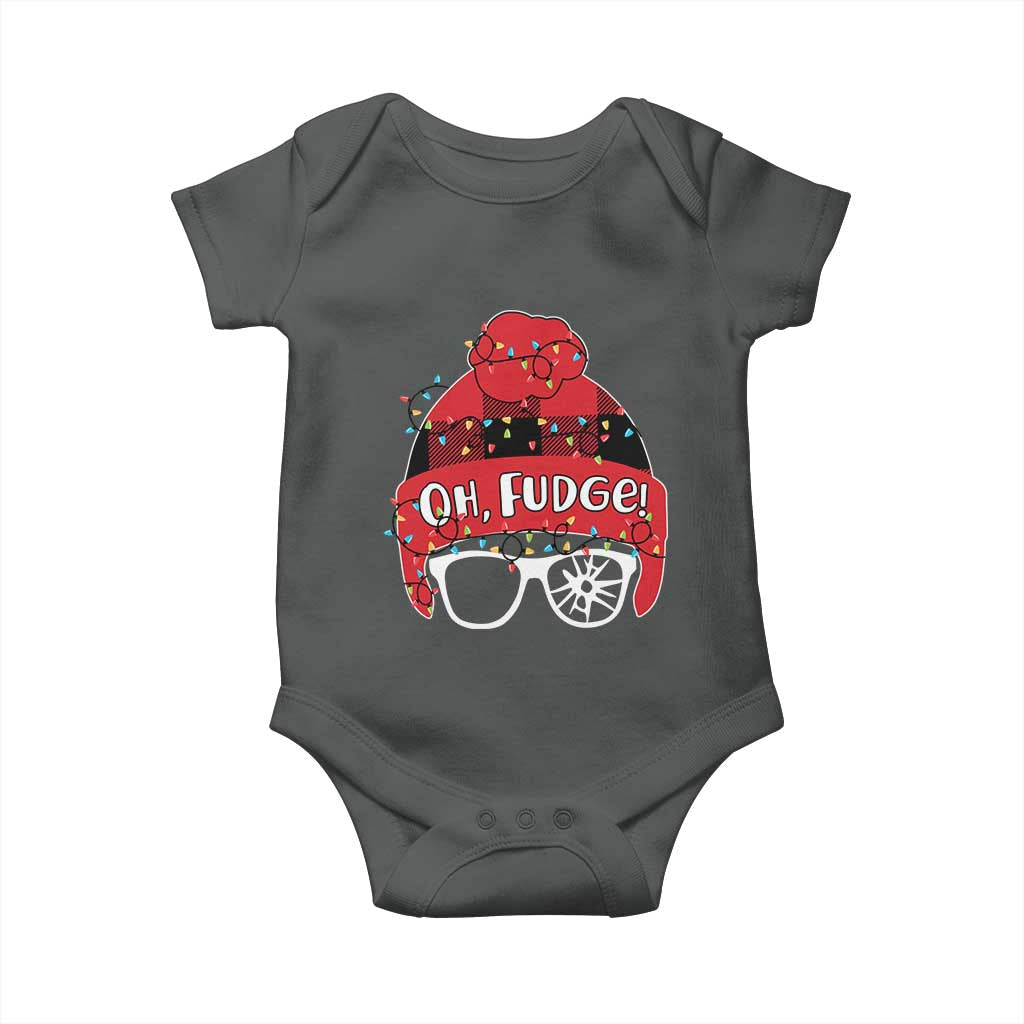 Funny Christmas Movie Baby Onesie Oh Fudge Buffalo Plaid Printed Graphic Beanie Cap Xmas Light - Wonder Print Shop