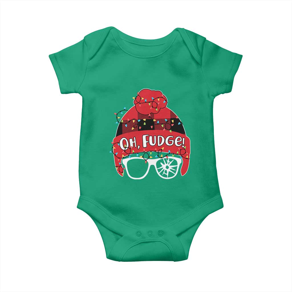 Funny Christmas Movie Baby Onesie Oh Fudge Buffalo Plaid Printed Graphic Beanie Cap Xmas Light - Wonder Print Shop