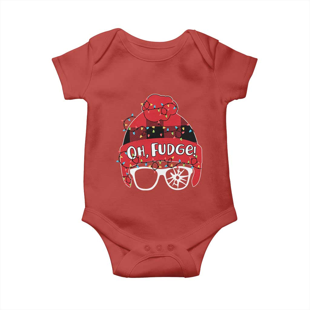 Funny Christmas Movie Baby Onesie Oh Fudge Buffalo Plaid Printed Graphic Beanie Cap Xmas Light - Wonder Print Shop