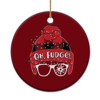 Funny Xmas Movie Ceramic Ornament Oh Fudge Buffalo Plaid Printed Graphic Beanie Cap Xmas Light - Wonder Print Shop