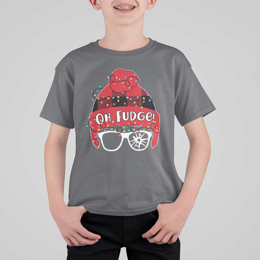 Funny Christmas Movie T Shirt For Kid Oh Fudge Buffalo Plaid Printed Graphic Beanie Cap Xmas Light - Wonder Print Shop