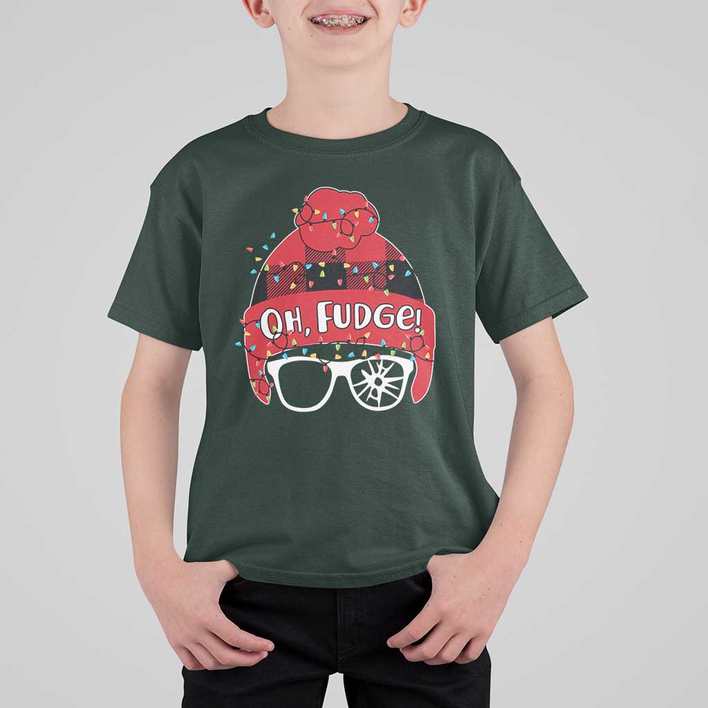 Funny Christmas Movie T Shirt For Kid Oh Fudge Buffalo Plaid Printed Graphic Beanie Cap Xmas Light - Wonder Print Shop