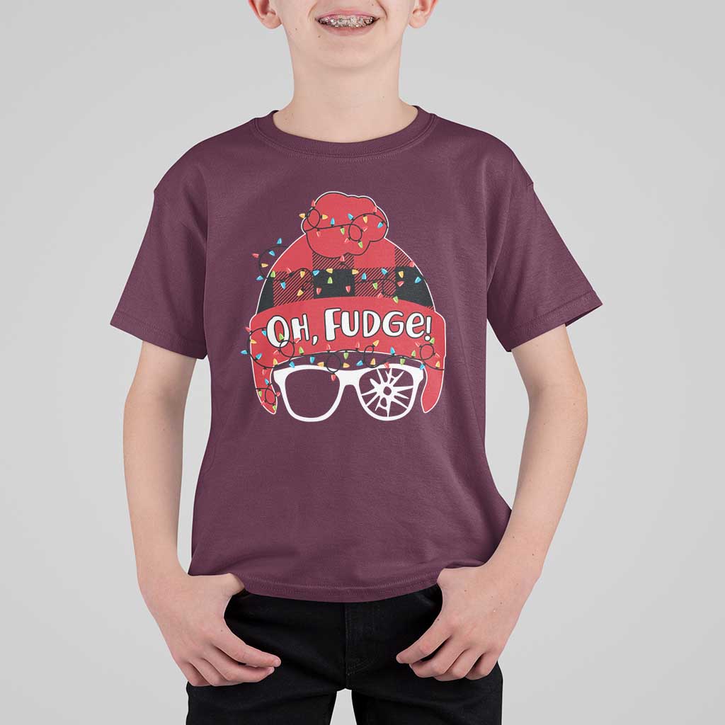 Funny Christmas Movie T Shirt For Kid Oh Fudge Buffalo Plaid Printed Graphic Beanie Cap Xmas Light - Wonder Print Shop