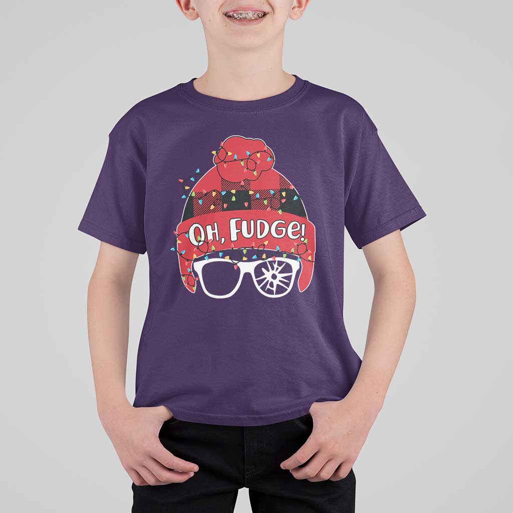 Funny Christmas Movie T Shirt For Kid Oh Fudge Buffalo Plaid Printed Graphic Beanie Cap Xmas Light - Wonder Print Shop