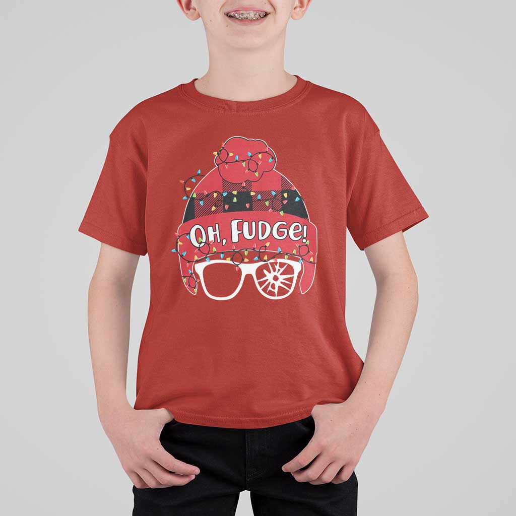 Funny Christmas Movie T Shirt For Kid Oh Fudge Buffalo Plaid Printed Graphic Beanie Cap Xmas Light - Wonder Print Shop