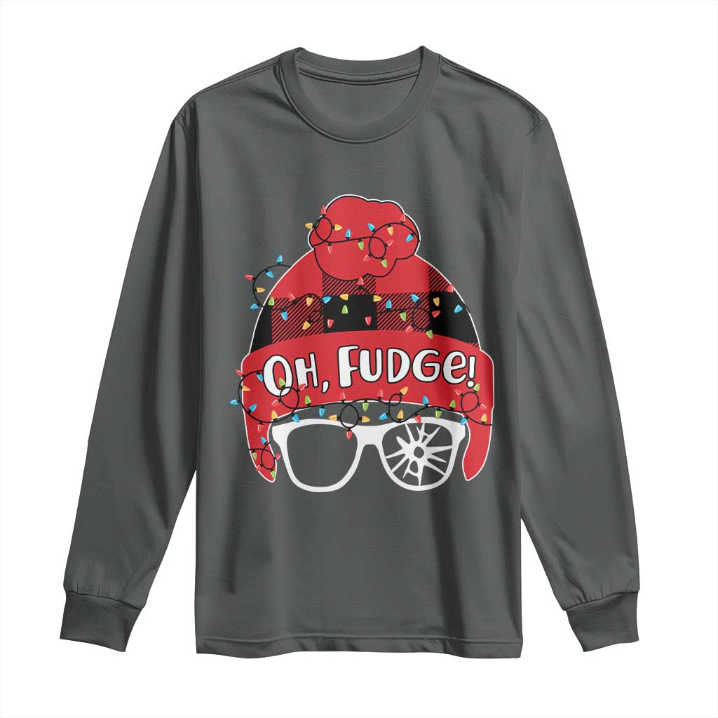Funny Christmas Movie Long Sleeve Shirt Oh Fudge Buffalo Plaid Printed Graphic Beanie Cap Xmas Light - Wonder Print Shop