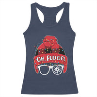 Funny Christmas Movie Racerback Tank Top Oh Fudge Buffalo Plaid Printed Graphic Beanie Cap Xmas Light - Wonder Print Shop