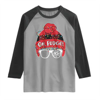 Funny Christmas Movie Raglan Shirt Oh Fudge Buffalo Plaid Printed Graphic Beanie Cap Xmas Light - Wonder Print Shop