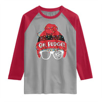 Funny Christmas Movie Raglan Shirt Oh Fudge Buffalo Plaid Printed Graphic Beanie Cap Xmas Light - Wonder Print Shop