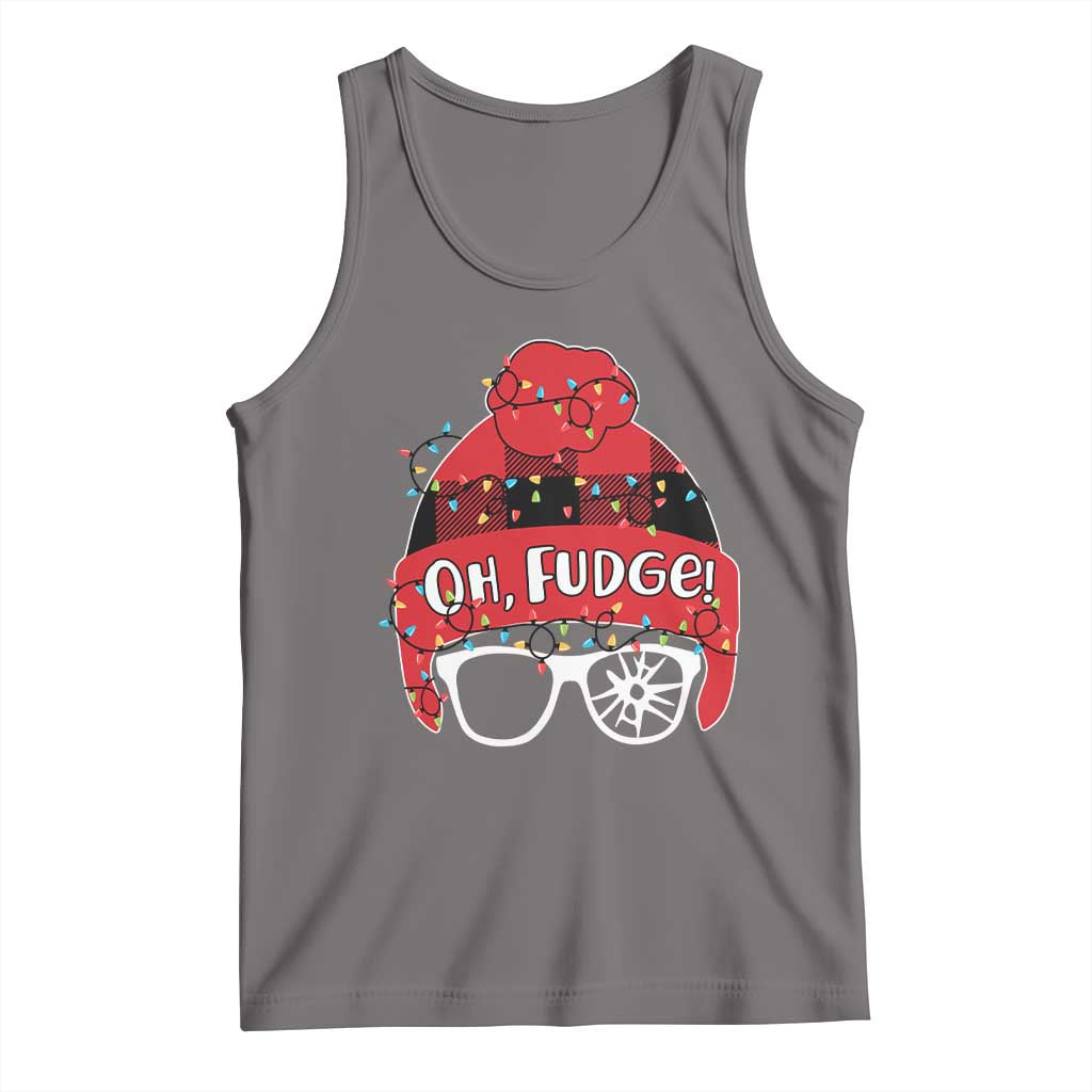 Funny Christmas Movie Tank Top Oh Fudge Buffalo Plaid Printed Graphic Beanie Cap Xmas Light - Wonder Print Shop