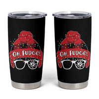 Funny Christmas Movie Tumbler Cup Oh Fudge Buffalo Plaid Printed Graphic Beanie Cap Xmas Light - Wonder Print Shop