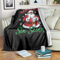 Funny Black Santa Says Six Seven Throw Blanket Christmas 67 Meme African American Santa Gen Alpha Slang - Wonder Print Shop