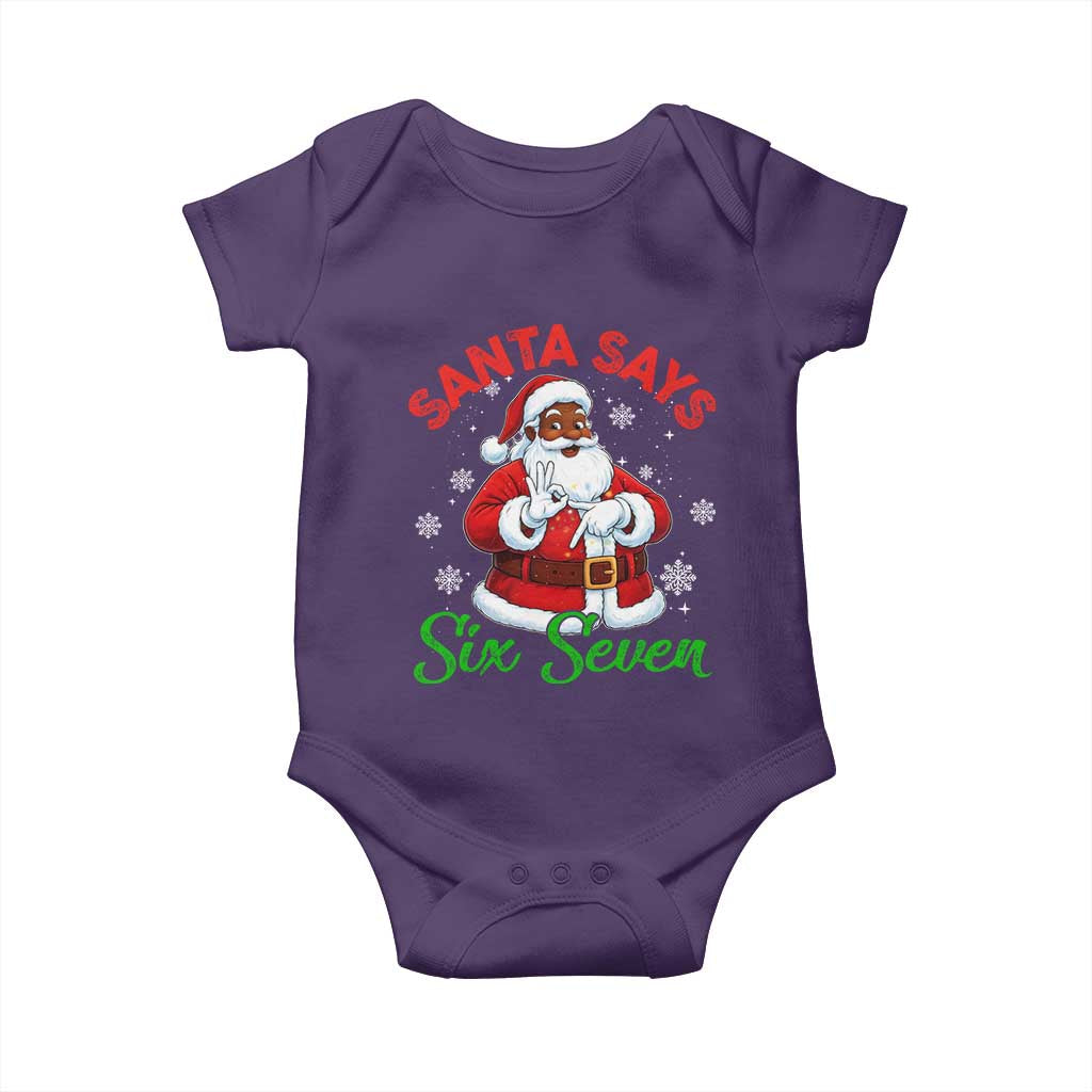 Funny Black Santa Says Six Seven Baby Onesie Christmas 67 Meme African American Santa Gen Alpha Slang - Wonder Print Shop