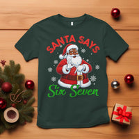 Funny Black Santa Says Six Seven T Shirt Christmas 67 Meme African American Santa Gen Alpha Slang - Wonder Print Shop