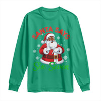 Funny Black Santa Says Six Seven Long Sleeve Shirt Christmas 67 Meme African American Santa Gen Alpha Slang - Wonder Print Shop