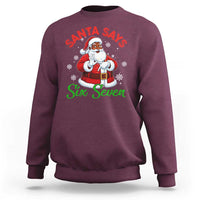 Funny Black Santa Says Six Seven Sweatshirt Christmas 67 Meme African American Santa Gen Alpha Slang - Wonder Print Shop