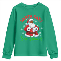 Funny Black Santa Says Six Seven Youth Sweatshirt Christmas 67 Meme African American Santa Gen Alpha Slang - Wonder Print Shop