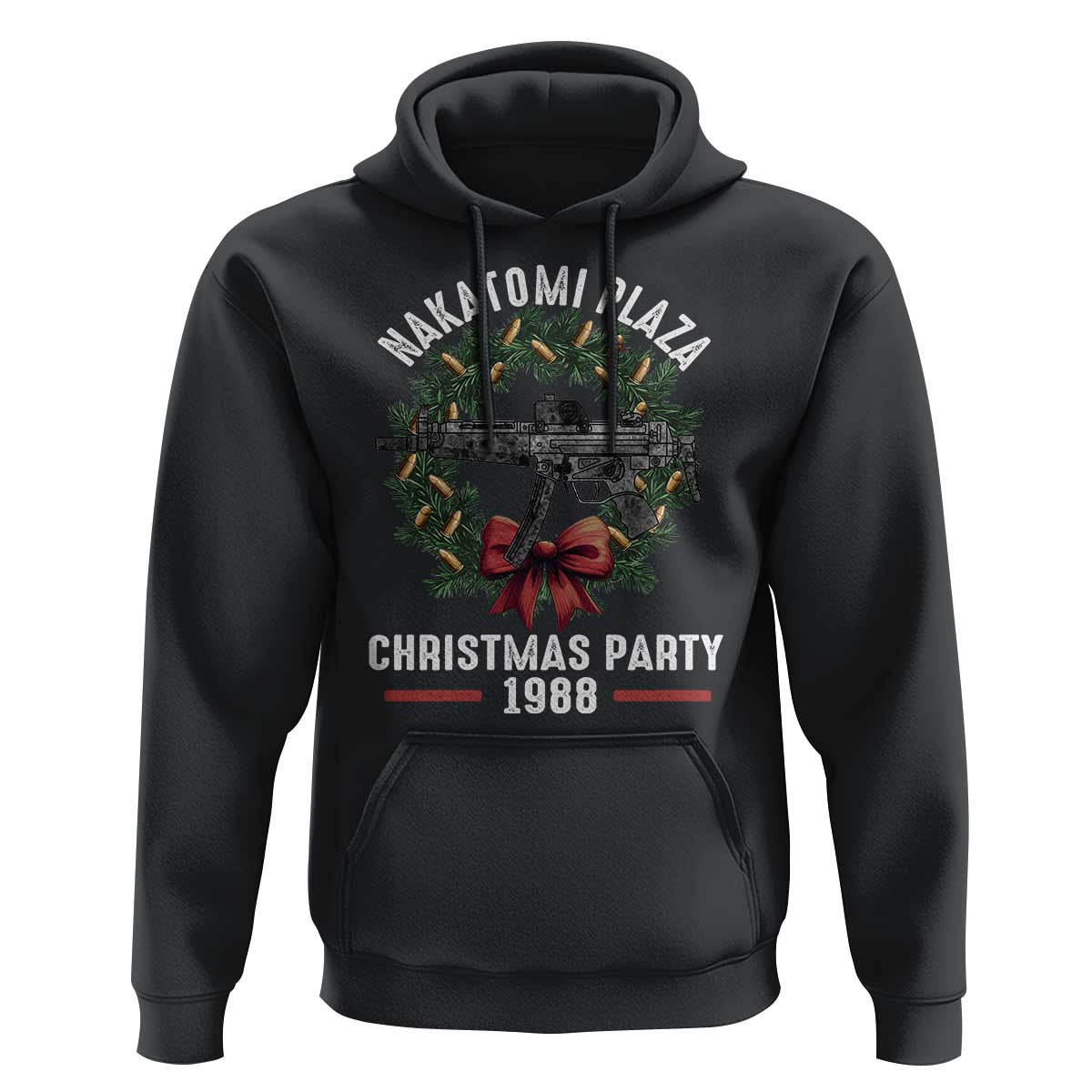 Funny Nakatomi Plaza Hoodie Christmas Party 1988 Xmas Bullet Gun Wreath