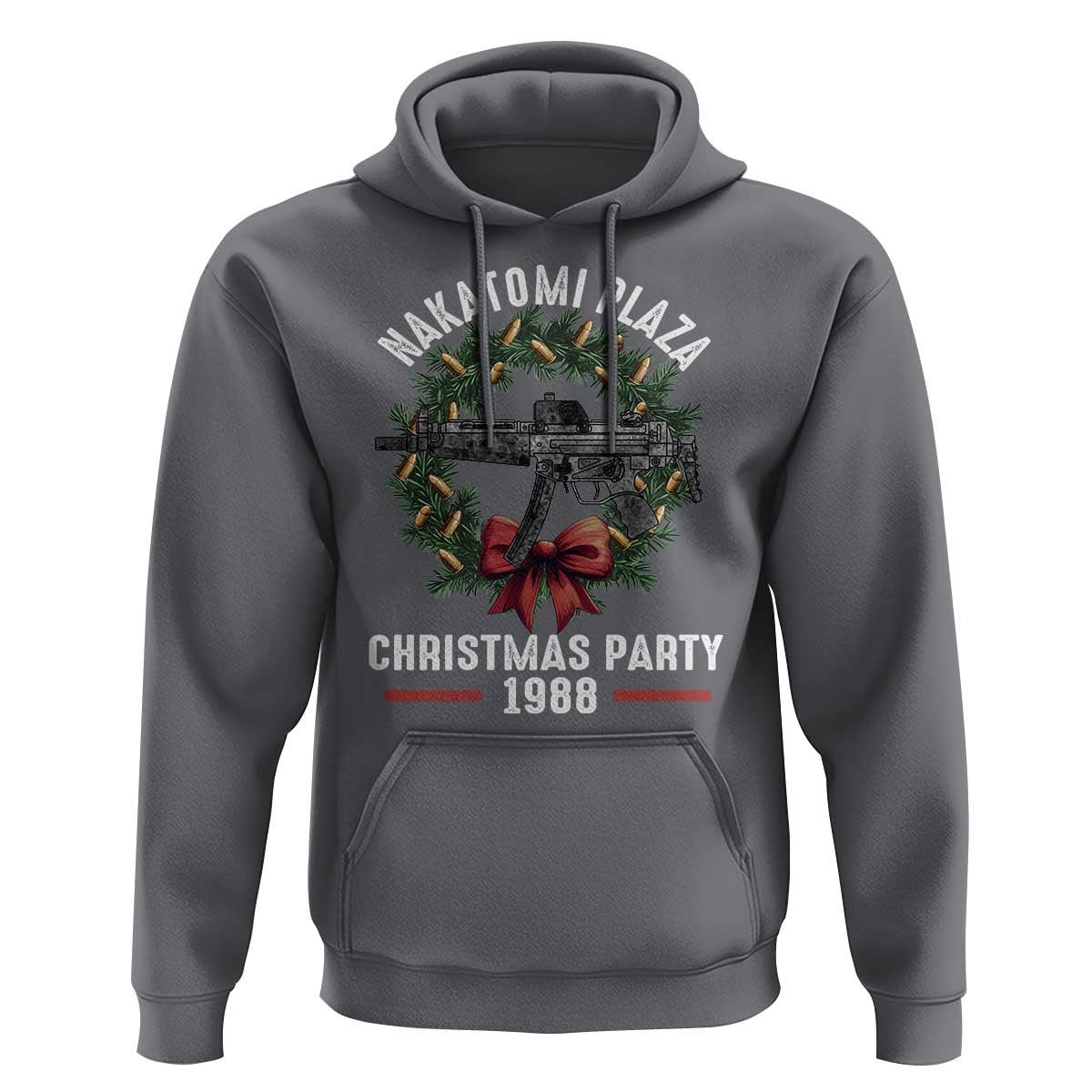 Funny Nakatomi Plaza Hoodie Christmas Party 1988 Xmas Bullet Gun Wreath