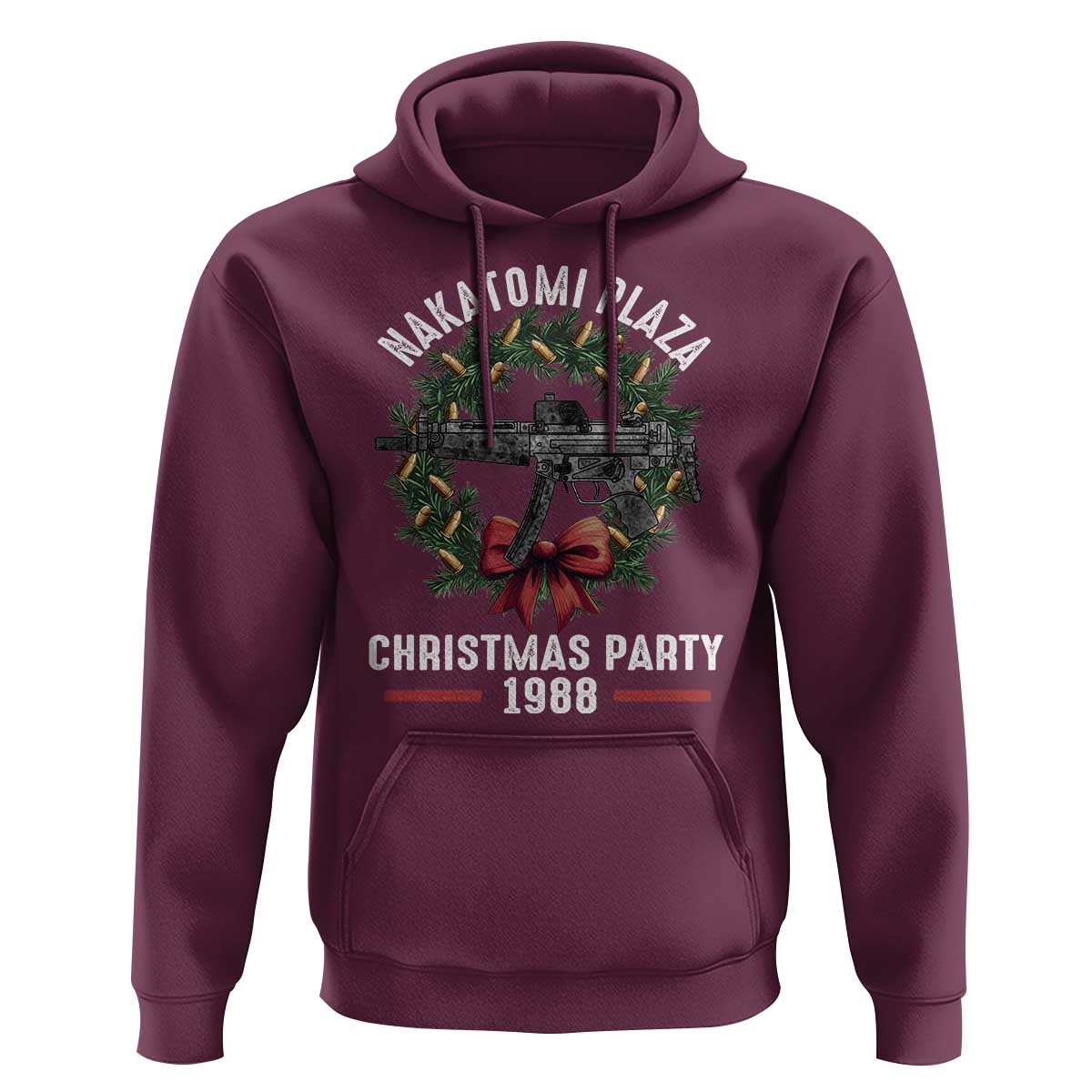Funny Nakatomi Plaza Hoodie Christmas Party 1988 Xmas Bullet Gun Wreath