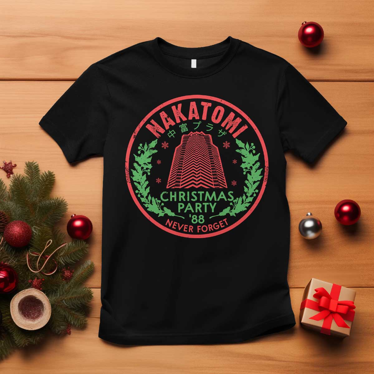 Christmas Nakatomi Plaza T Shirt Christmas Party 1988 Never Forget Xmas Mistletoe - Wonder Print Shop