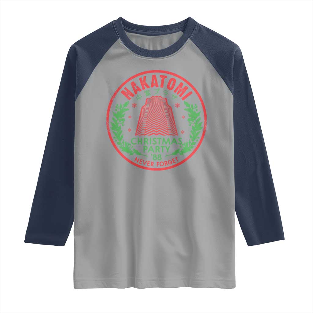 Christmas Nakatomi Plaza Raglan Shirt Christmas Party 1988 Never Forget Xmas Mistletoe - Wonder Print Shop