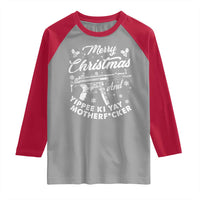 Funny Nakatomi Plaza Raglan Shirt Merry Christmas And Yippee Ki Yay Snowflake Gun - Wonder Print Shop