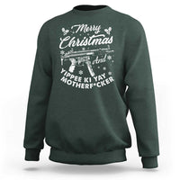 Funny Nakatomi Plaza Sweatshirt Merry Christmas And Yippee Ki Yay Snowflake Gun - Wonder Print Shop