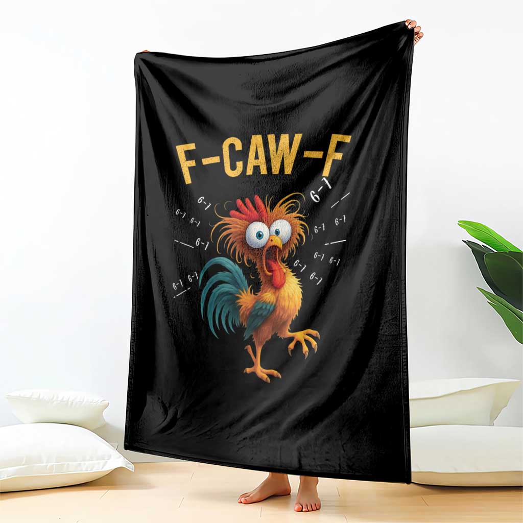 Funny F Caw F 67 Meme Throw Blanket Cartoon Rooster Chicken Poultry Humor - Wonder Print Shop