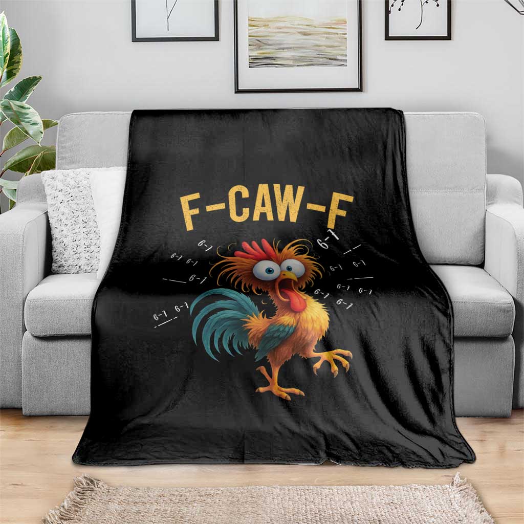 Funny F Caw F 67 Meme Throw Blanket Cartoon Rooster Chicken Poultry Humor - Wonder Print Shop