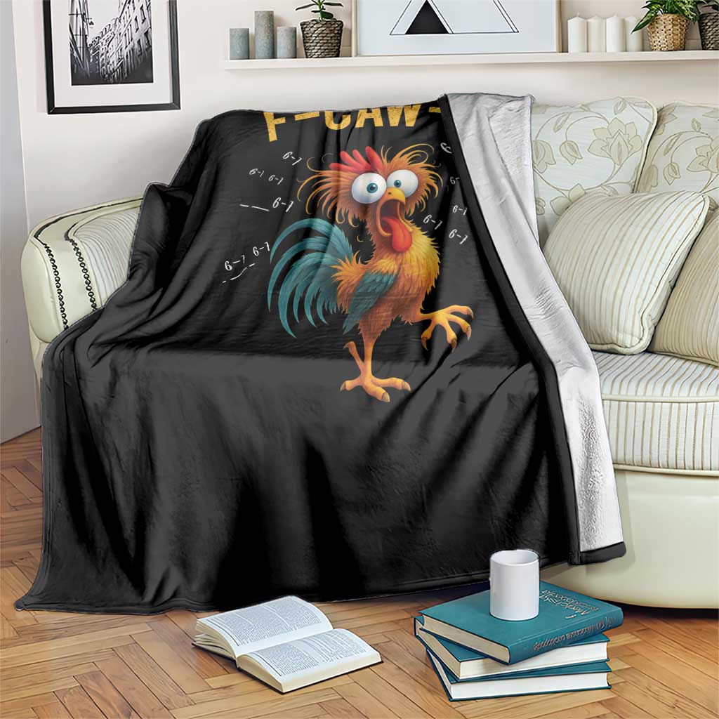 Funny F Caw F 67 Meme Throw Blanket Cartoon Rooster Chicken Poultry Humor - Wonder Print Shop