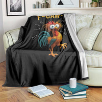 Funny F Caw F 67 Meme Throw Blanket Cartoon Rooster Chicken Poultry Humor - Wonder Print Shop