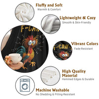 Funny F Caw F 67 Meme Throw Blanket Cartoon Rooster Chicken Poultry Humor - Wonder Print Shop