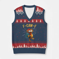 Funny F Caw F 67 Meme V-Neck Knit Sweater Vest Cartoon Rooster Chicken Poultry Humor - Wonder Print Shop