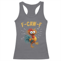 Funny F Caw F 67 Meme Racerback Tank Top Cartoon Rooster Chicken Poultry Humor - Wonder Print Shop